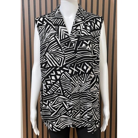 Calvin Klein Tops - Calvin Klein Women's 1X Black Blouse Polyester Top Geometric Work Chic Stretch